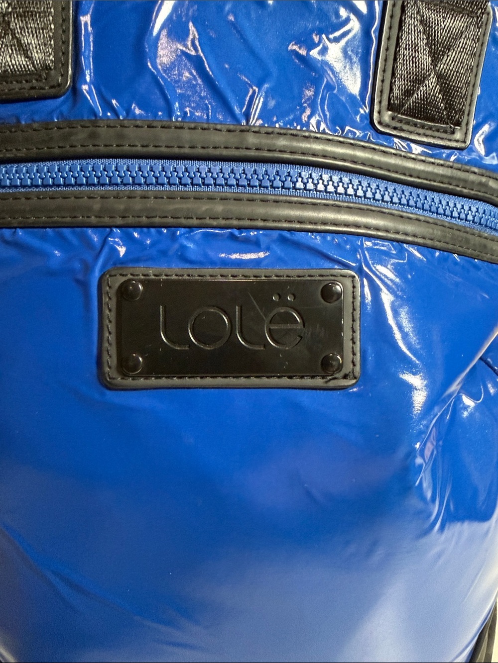 Lole Blue and Black Tote Puff Bag. - Picture 2 of 6